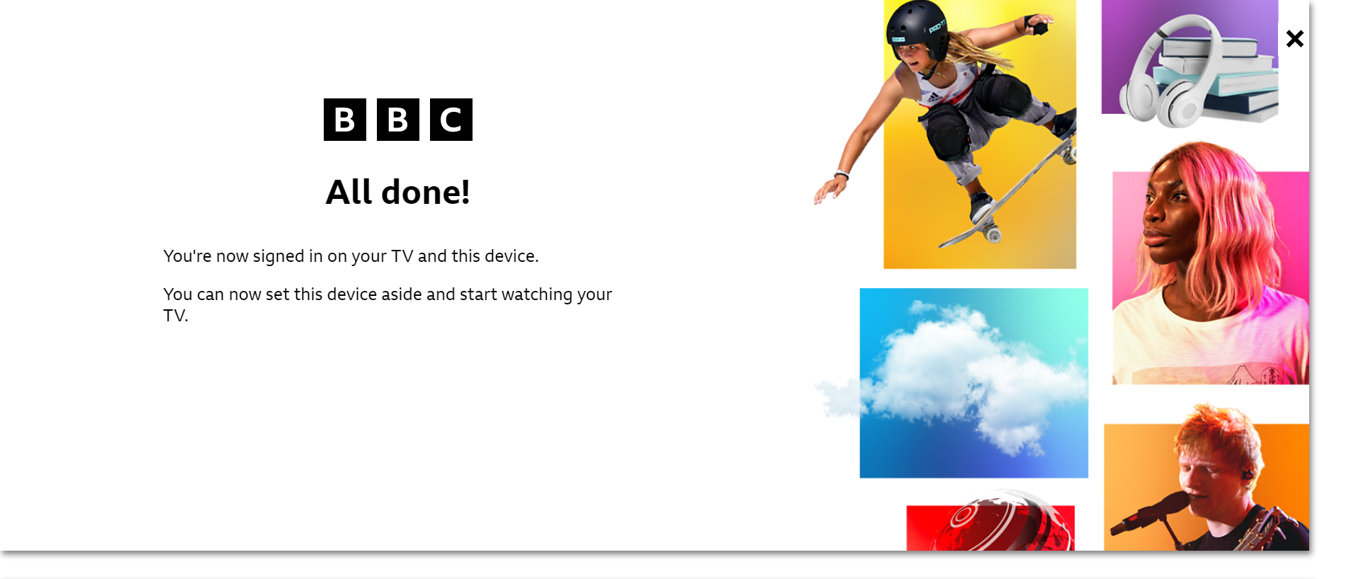 Image of the confirmation screen on the website