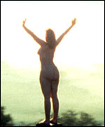 A model, shouting, 