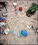 Plastics on beach