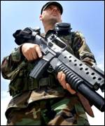 US soldier on guard