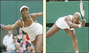 The sisters reach for every return in the second set