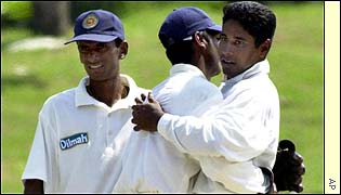 Vaas takes a wicket
