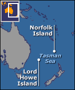 Map of Tasman Sea protest site