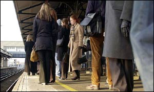 Commuters at railway station