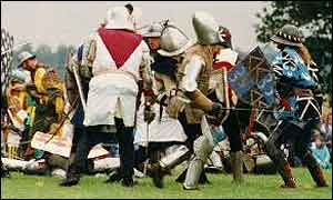 A modern reenactment of the battle
