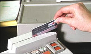 Credit card being swiped 