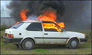 car on fire