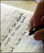 child writing