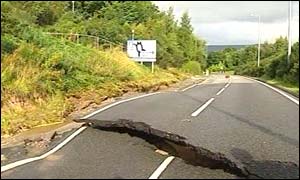 Buckled road