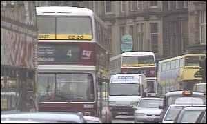 Buses in street