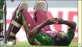 Lara takes a break during his innings