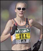Paula Radcliffe in action during the London Marathon