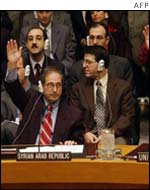 Syria's deputy UN Ambassador Fayssal Mekdad at the Security Council meeting