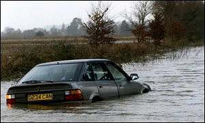 Car in river