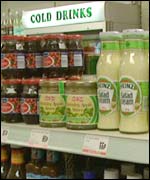 Corner shop shelves