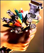 Hand holding cables