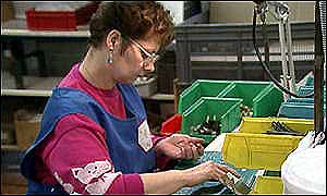 A female factory worker