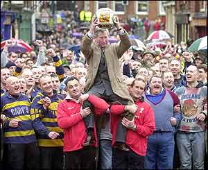 Held aloft