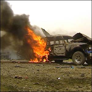 Burned out car