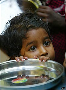 Girl waits for food