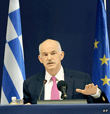 Greek Prime Minister George Papandreou at an EU summit in Brussels on 26 March 2010