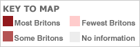 Colour key to map
