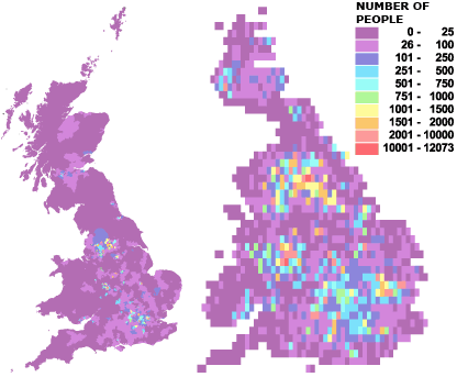 Concentrations of people born in Pakistan