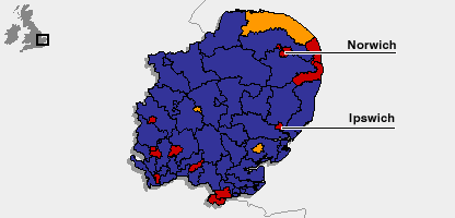 A map of Eastern showing its political make up.
