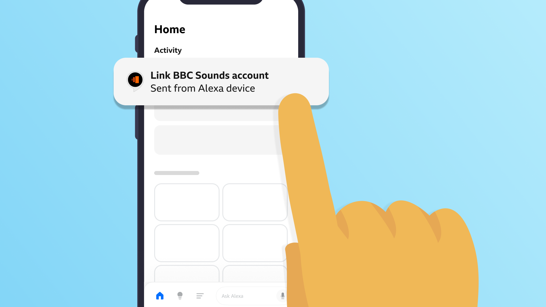 A user taps the linking card that has been sent to their Alexa app.