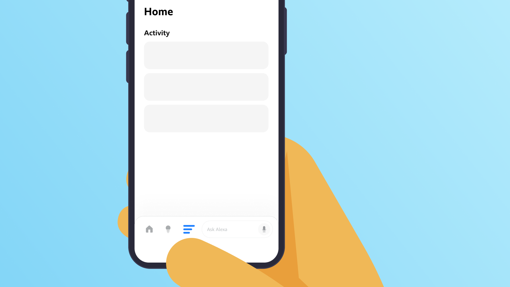 A user tapping the ‘more’ button in the Alexa app