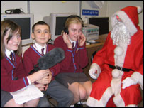 Pupils from St Wilfrid's Primary School with Santa