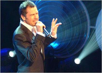 Steve on stage at the R1 / TOTP Christmas Party