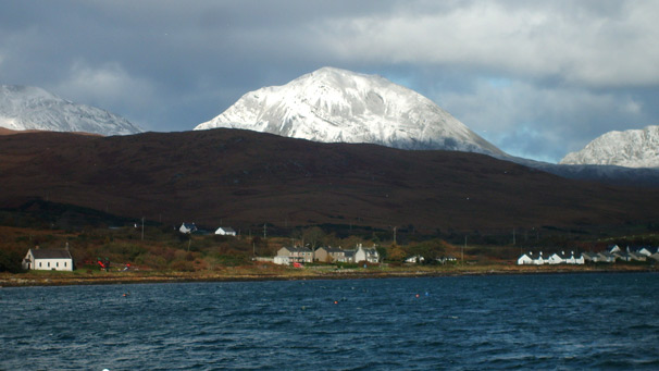 Snow covered hills on the Isle of Jura