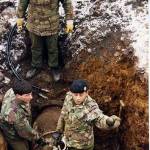 Setting up gear for the trepanning of the bomb