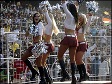 Cheerleaders at an IPL cricket game