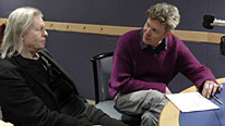 Playwright Christopher Hampton (left) and actor Alex Jennings (right) recording The White Chameleon
