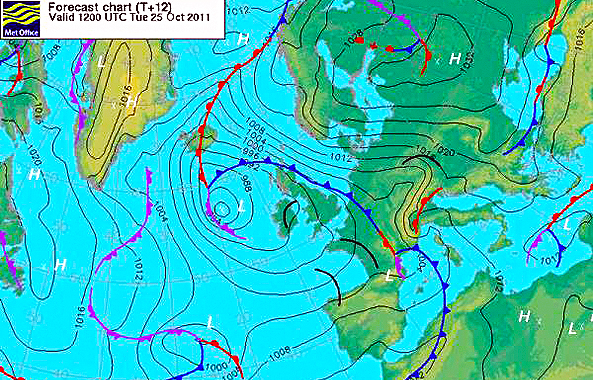 surface pressure forecast 25 oct