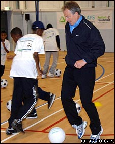 Former PM Tony Blair in sporting action