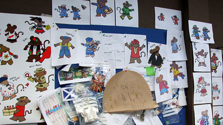 Illustrations of the Rastamouse characters at the Dinamo studios