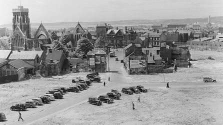 Centre of Swansea in 1941 that has been destoryed by German bombs