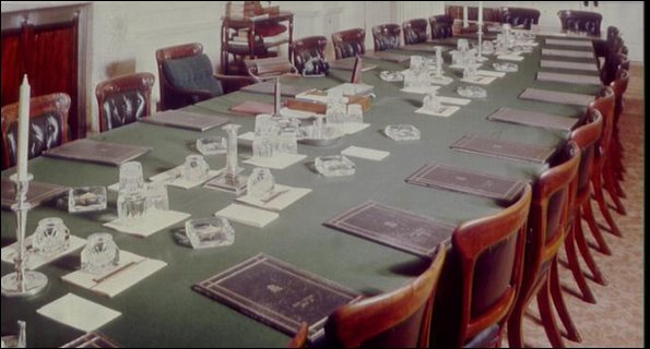 An empty Cabinet table at 10 Downing Street