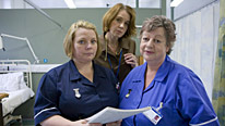 Dr Pippa Moore (Vicki Pepperdine), Sister Den Flixter (Joanna Scanlan) and Nurse Kim Wilde (Jo Brand) are Getting On with it
