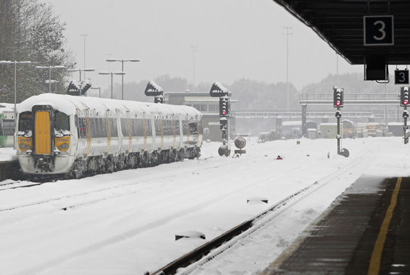 Train in Snow in Kent. Getty Images