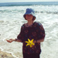 Sonia and Bill's best friend George on Currumbin Beach on the Gold Coast of Australiaon where they scattered Bill's ashes