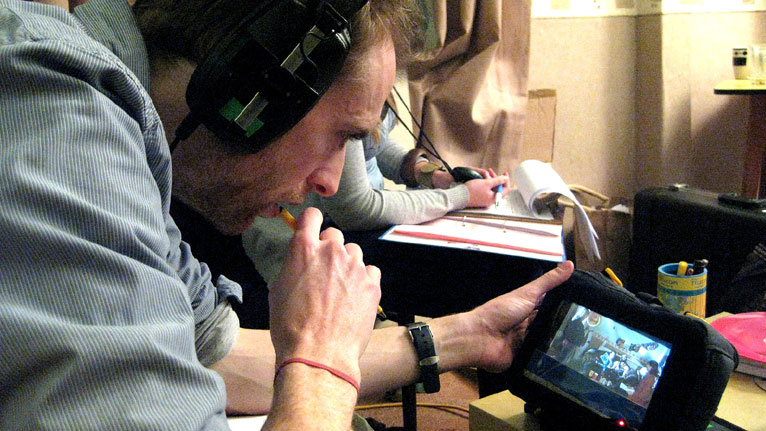 Writer/director Paul Howard Allen during filming of Big Font. Large Spacing.