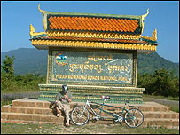 Steve Harley with his bike in Cambodia