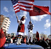 Children celebrating in Kosovo