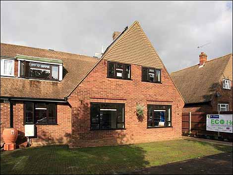 The front of the St Albans eco house in Smallford
