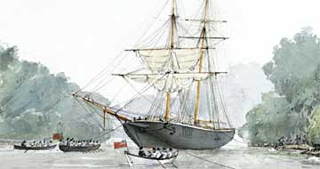 Capture of a slaver in the Rio Ponga, 1853