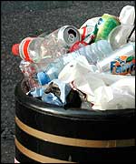 Litter in a bin